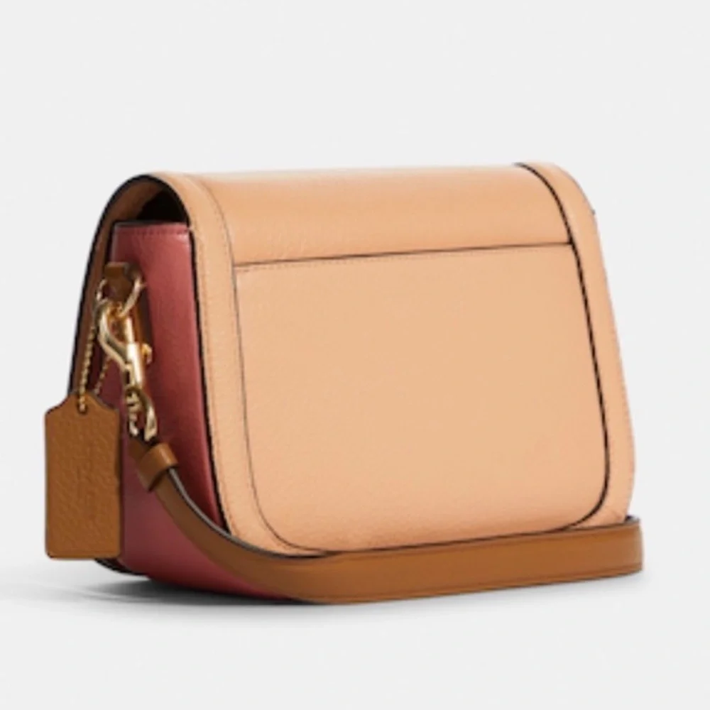 Coach Colorblock Pebble Leather Horse & Carriage Saddle Handbag Crossbody